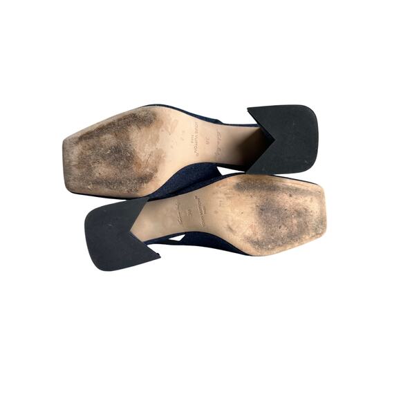 Louis Vuitton Denim Slingback Pumps Block Heel Blue Sz 38 - Picture 5 of 12